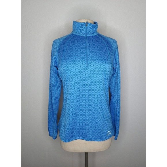 L.L. Bean Tops - LL Bean Womens Top Small Long Sleeve 1/4 Zip Lightweight Workout Blue Print